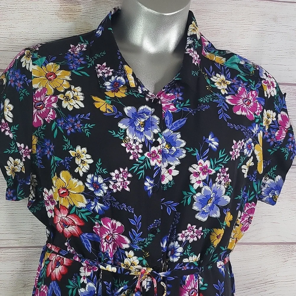 Time and Tru floral button-down dress sz XXL 20 - Picture 2 of 13